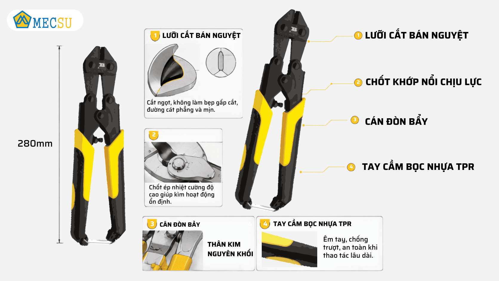 Cấu tạo của kìm cắt cáp 8 inch BOSI